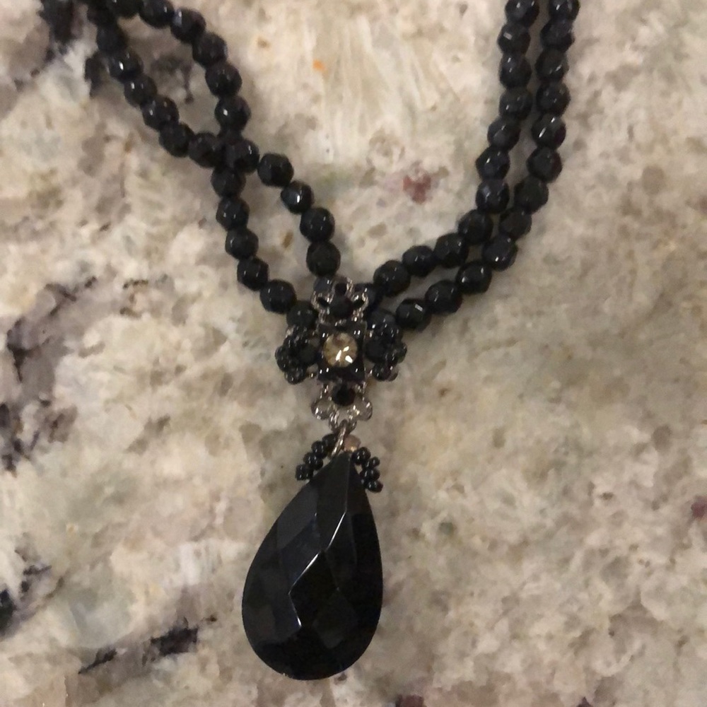 Black Crystal necklace and earring set